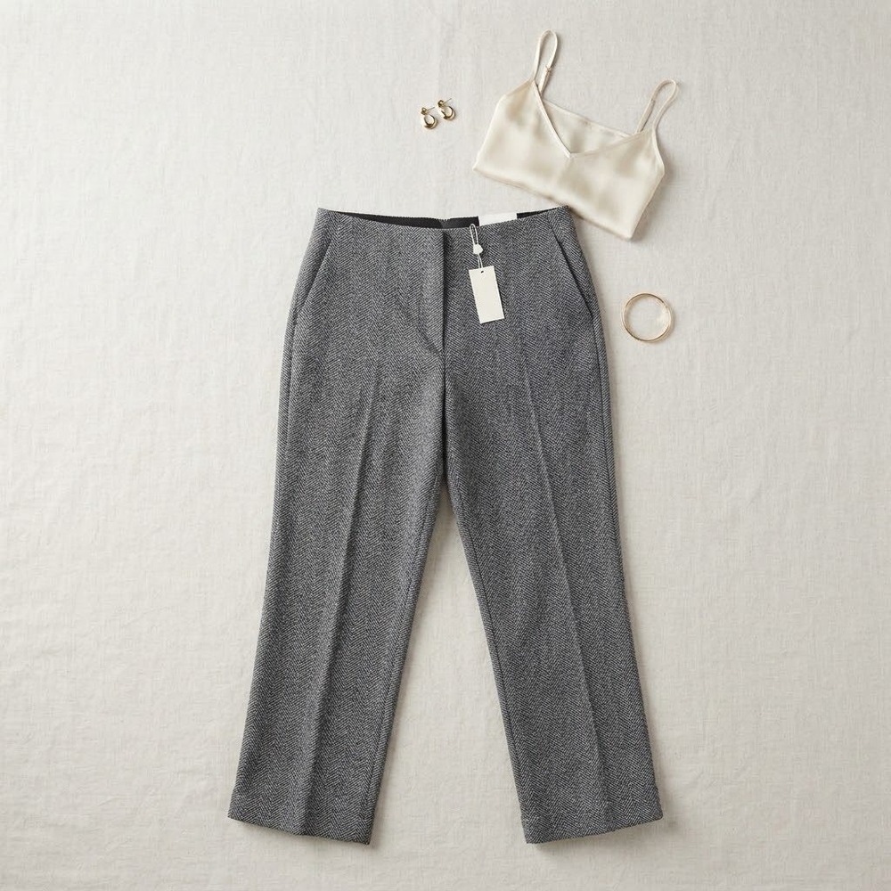 Max Studio Slim Trouser Women 1X Grey Herringbone Stretch Knit Ankle Career Pant